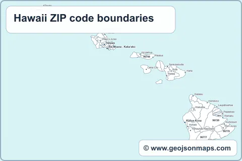 Preview of Hawaii ZIP code boundaries map