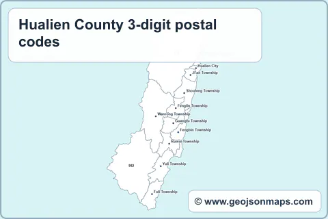 Preview of Hualien County 3-digit postal codes map