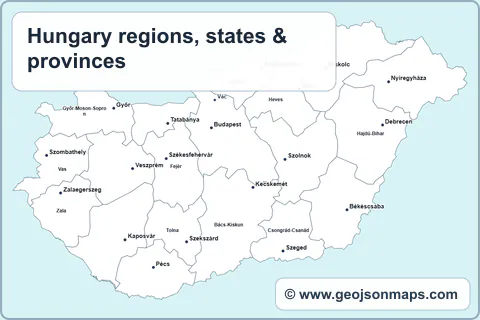 Preview of Hungary regions, states & provinces map
