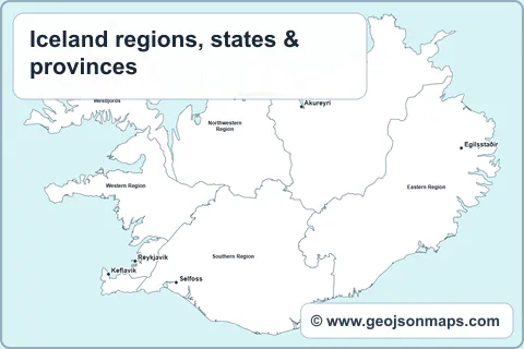 Preview of Iceland regions, states & provinces map