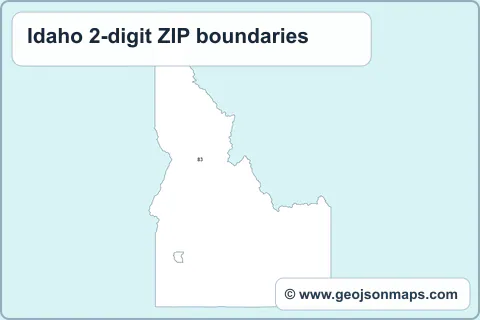 Preview of Idaho 2-digit ZIP boundaries map