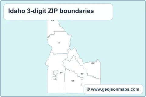 Preview of Idaho 3-digit ZIP boundaries map
