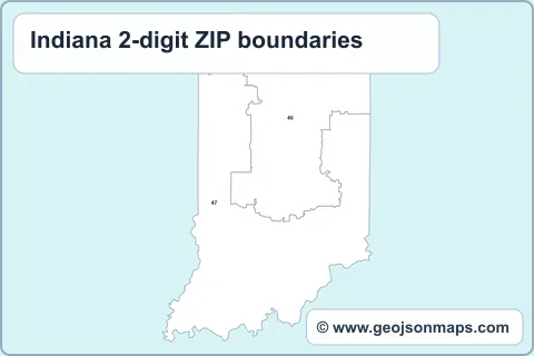 Preview of Indiana 2-digit ZIP boundaries map