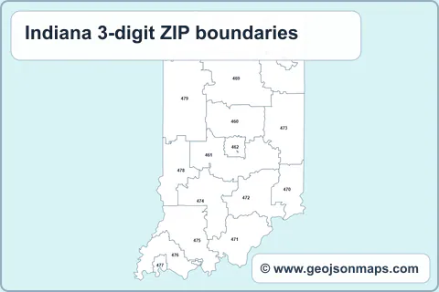 Preview of Indiana 3-digit ZIP boundaries map