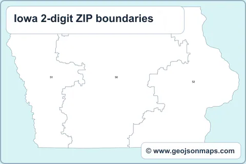 Preview of Iowa 2-digit ZIP boundaries map