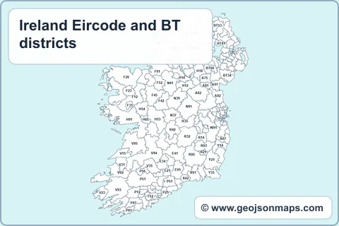 Preview of Ireland Eircode and BT districts map