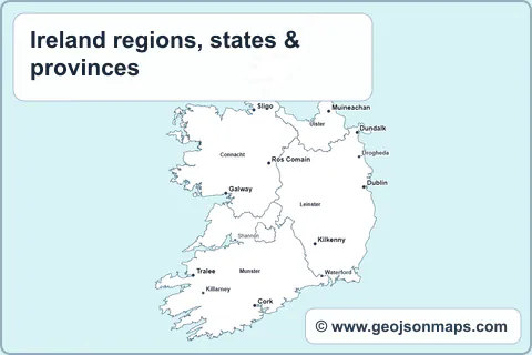 Preview of Ireland regions, states & provinces map