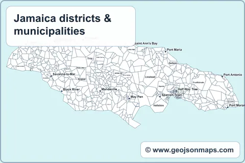 Preview of Jamaica districts & municipalities map