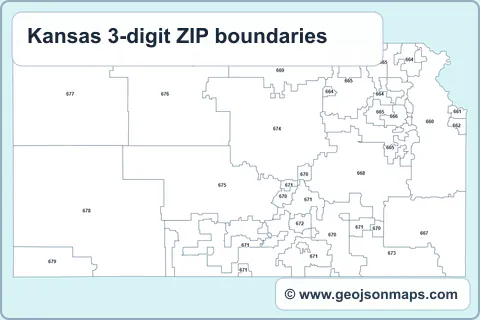 Preview of Kansas 3-digit ZIP boundaries map