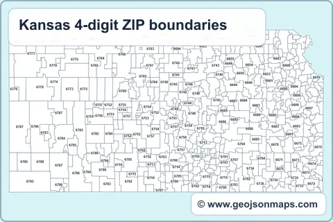 Preview of Kansas 4-digit ZIP boundaries map