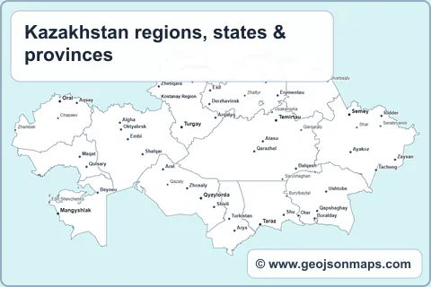 Preview of Kazakhstan regions, states & provinces map