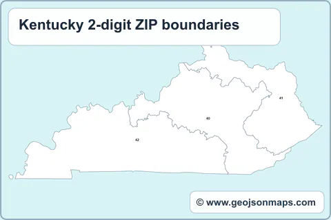 Preview of Kentucky 2-digit ZIP boundaries map