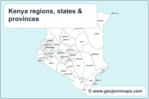 Preview of Kenya regions, states & provinces map