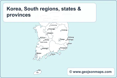 Preview of Korea, South regions, states & provinces map