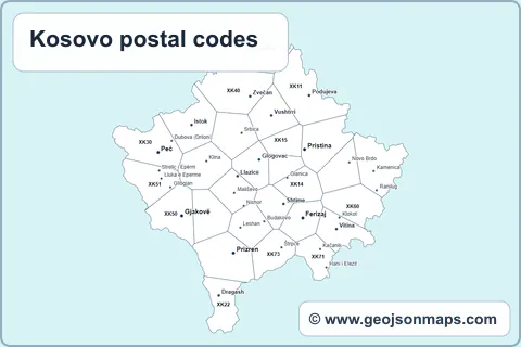 Preview of Kosovo postal codes map