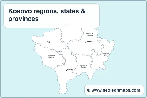 Preview of Kosovo regions, states & provinces map