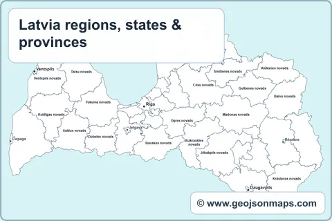 Preview of Latvia regions, states & provinces map