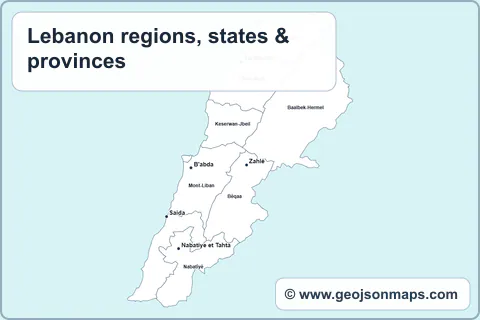 Preview of Lebanon regions, states & provinces map
