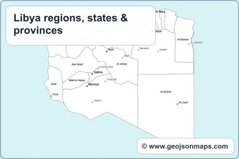 Preview of Libya regions, states & provinces map