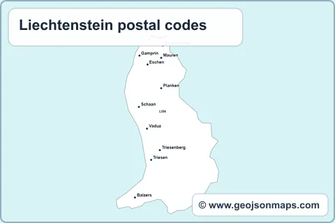 Preview of Liechtenstein postal codes map