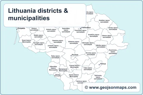 Preview of Lithuania districts & municipalities map
