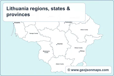 Preview of Lithuania regions, states & provinces map