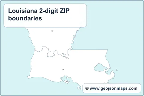 Preview of Louisiana 2-digit ZIP boundaries map
