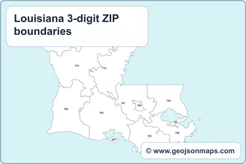 Preview of Louisiana 3-digit ZIP boundaries map