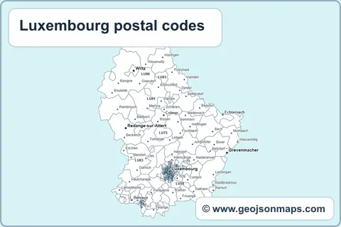 Preview of Luxembourg postal codes map