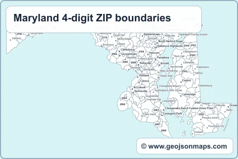 Preview of Maryland 4-digit ZIP boundaries map