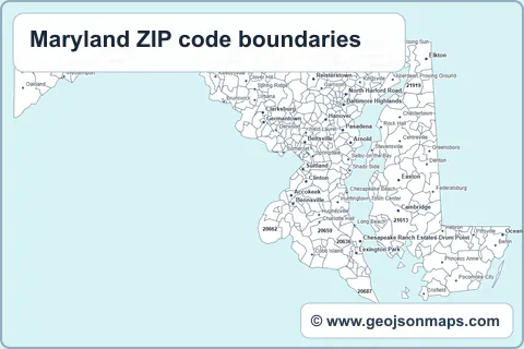 Preview of Maryland ZIP code boundaries map