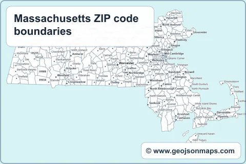 Preview of Massachusetts ZIP code boundaries map