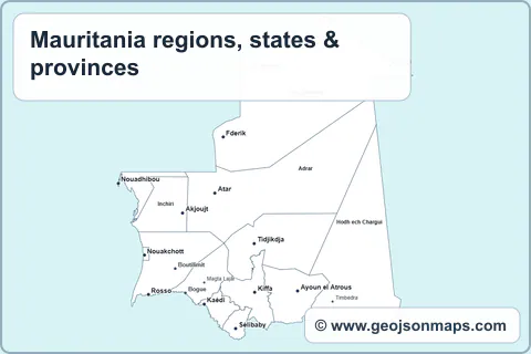 Preview of Mauritania regions, states & provinces map