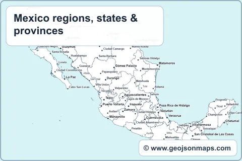 Preview of Mexico regions, states & provinces map