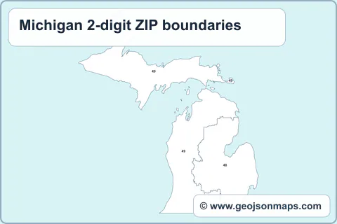 Preview of Michigan 2-digit ZIP boundaries map