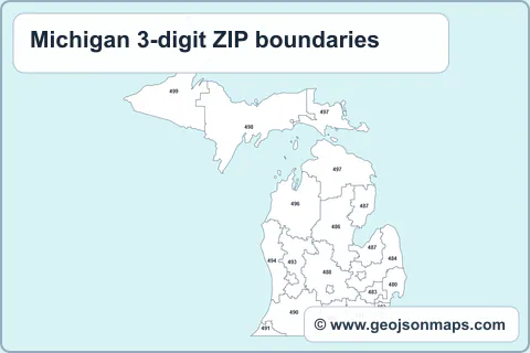 Preview of Michigan 3-digit ZIP boundaries map