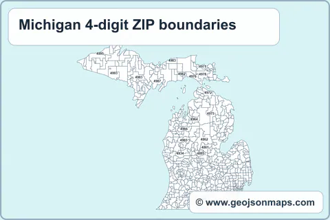 Preview of Michigan 4-digit ZIP boundaries map
