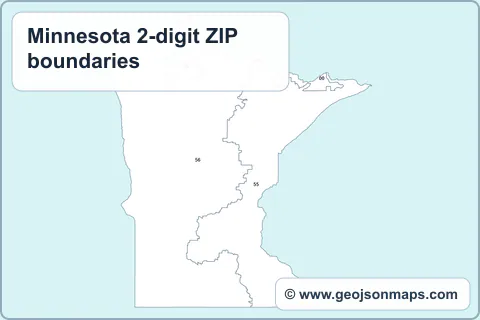 Preview of Minnesota 2-digit ZIP boundaries map