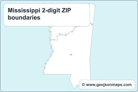 Preview of Mississippi 2-digit ZIP boundaries map
