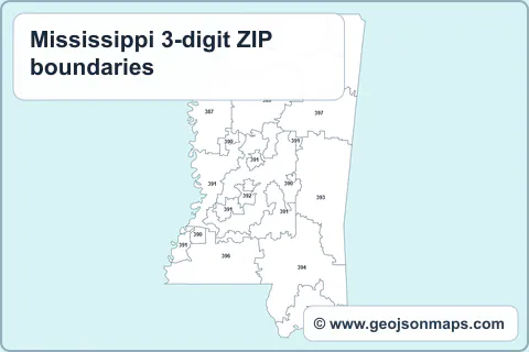 Preview of Mississippi 3-digit ZIP boundaries map