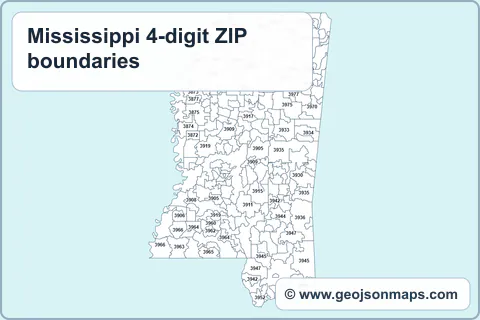 Preview of Mississippi 4-digit ZIP boundaries map