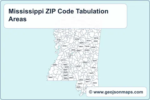 Preview of Mississippi ZIP Code Tabulation Areas map