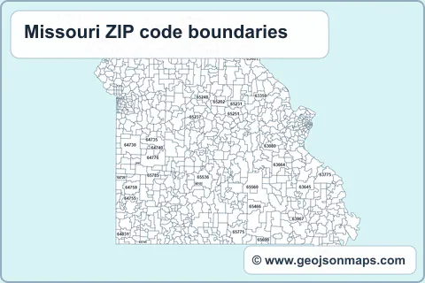 Preview of Missouri ZIP code boundaries map