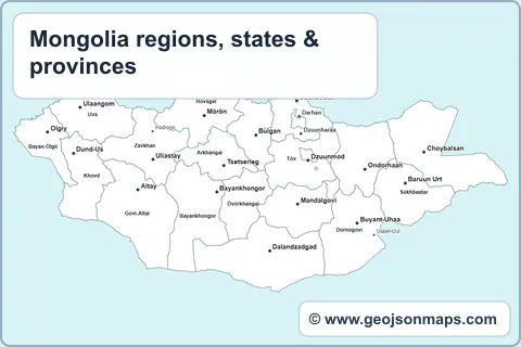 Preview of Mongolia regions, states & provinces map