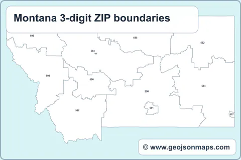 Preview of Montana 3-digit ZIP boundaries map