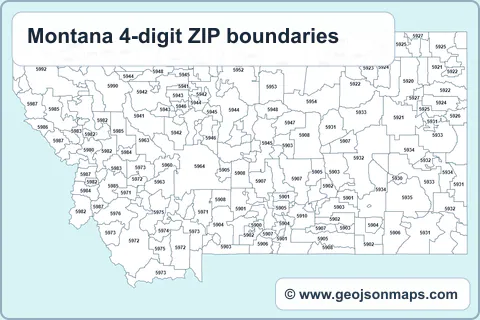 Preview of Montana 4-digit ZIP boundaries map