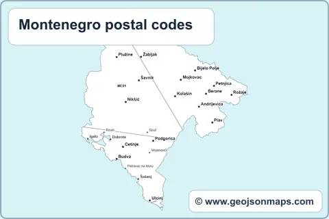 Preview of Montenegro postal codes map