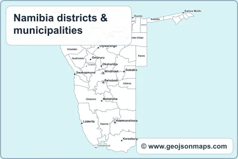 Preview of Namibia districts & municipalities map