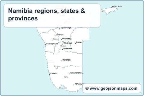 Preview of Namibia regions, states & provinces map