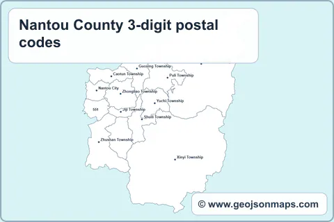 Preview of Nantou County 3-digit postal codes map